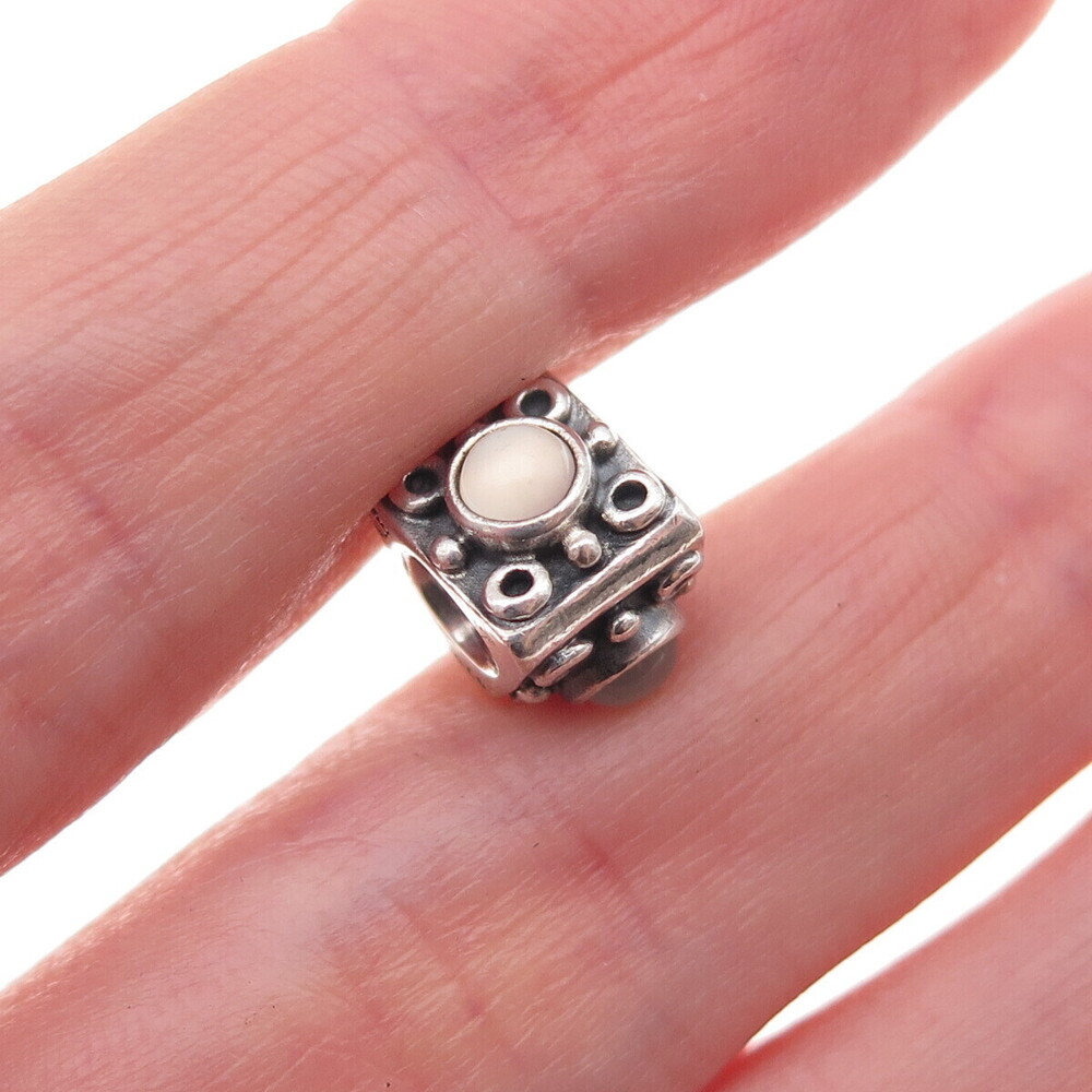 Pandora 925 Sterling Silver Real Moonstone Triangle Slide Bead Charm